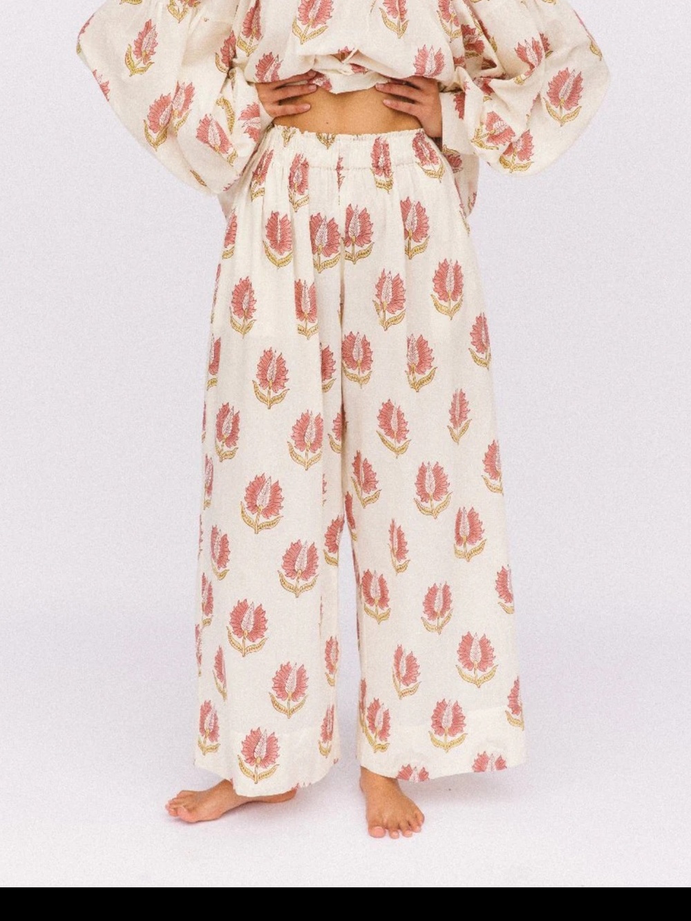 Daughters of India Ria Pants Wide-Leg Strawberry Cream